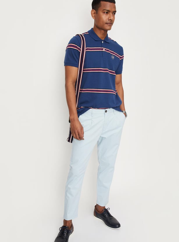 Men Striped Slim Fit Polo T-shirt