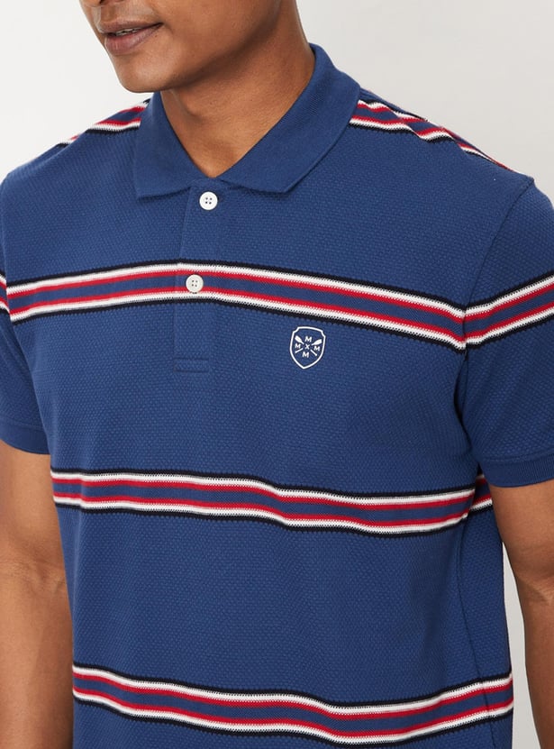 Men Striped Slim Fit Polo T-shirt