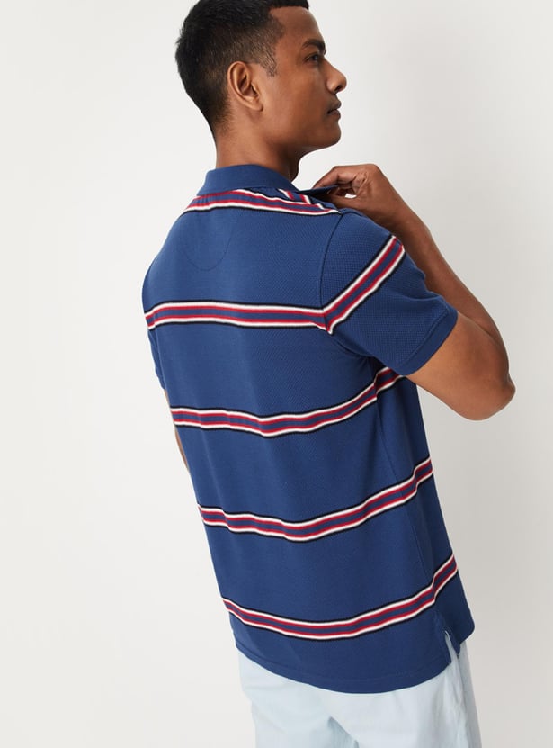 Men Striped Slim Fit Polo T-shirt