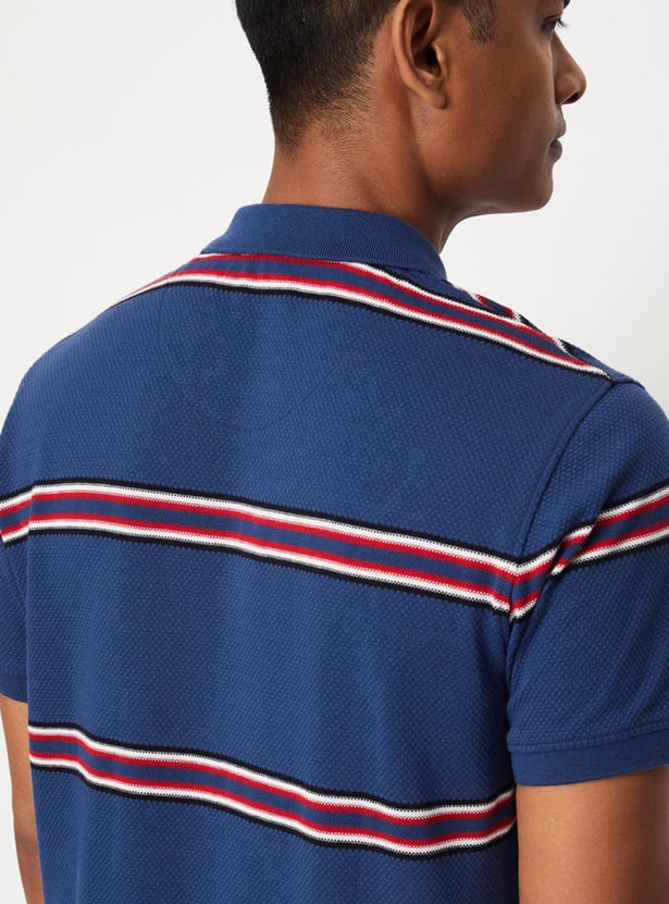 Men Striped Slim Fit Polo T-shirt