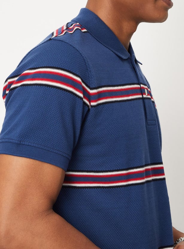 Men Striped Slim Fit Polo T-shirt