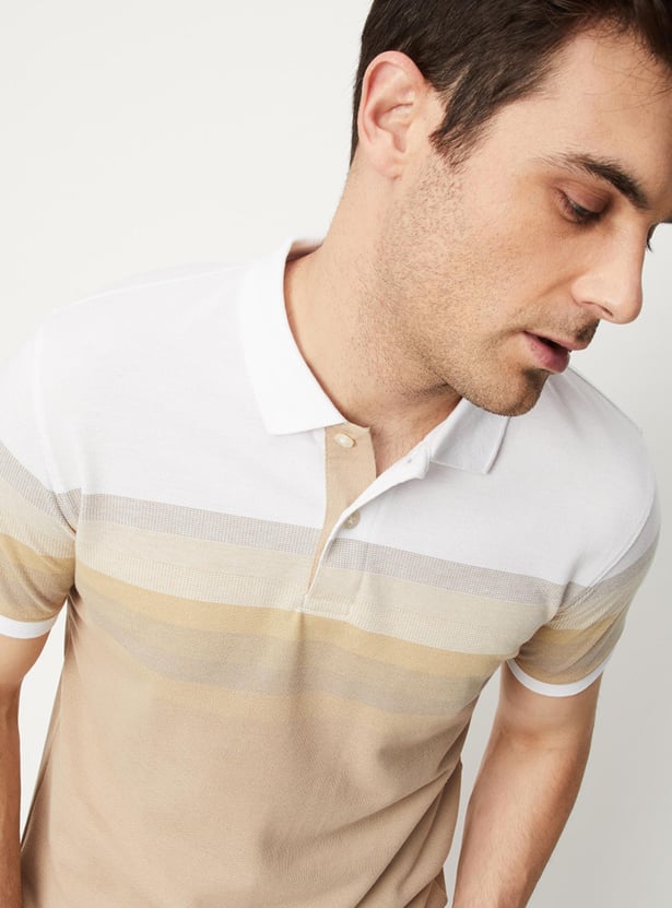 Men Striped Slim Fit Polo T-shirt