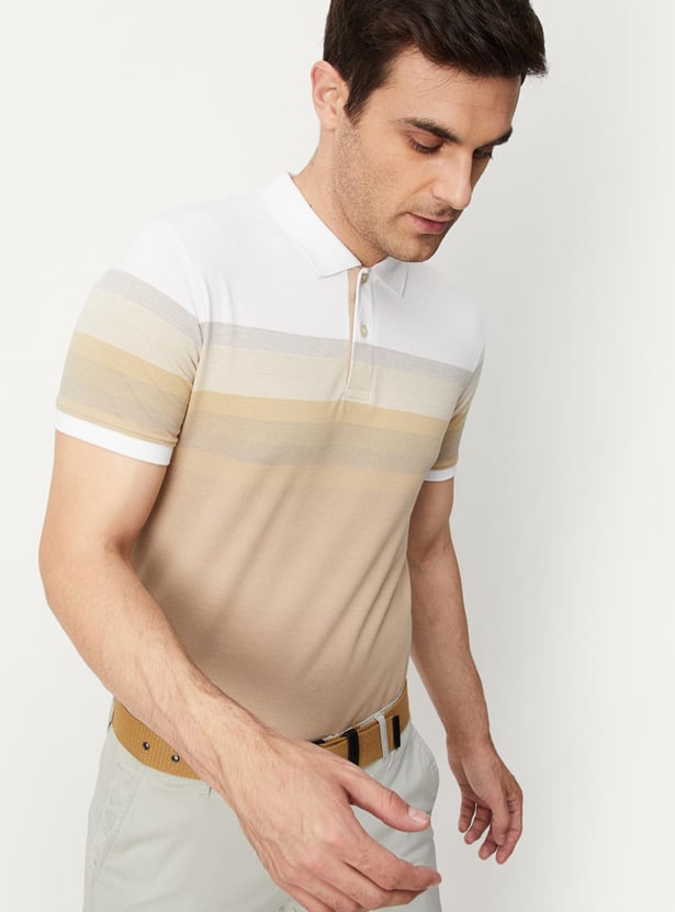Men Striped Slim Fit Polo T-shirt