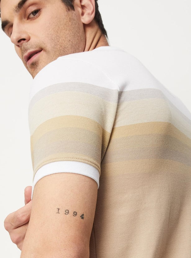 Men Striped Slim Fit Polo T-shirt