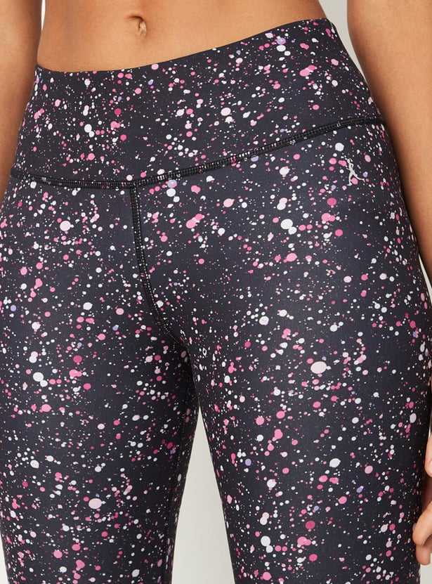 Women Printed Mid Peach Finished Tights
