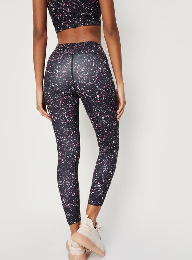 Women Printed Mid Peach Finished Tights