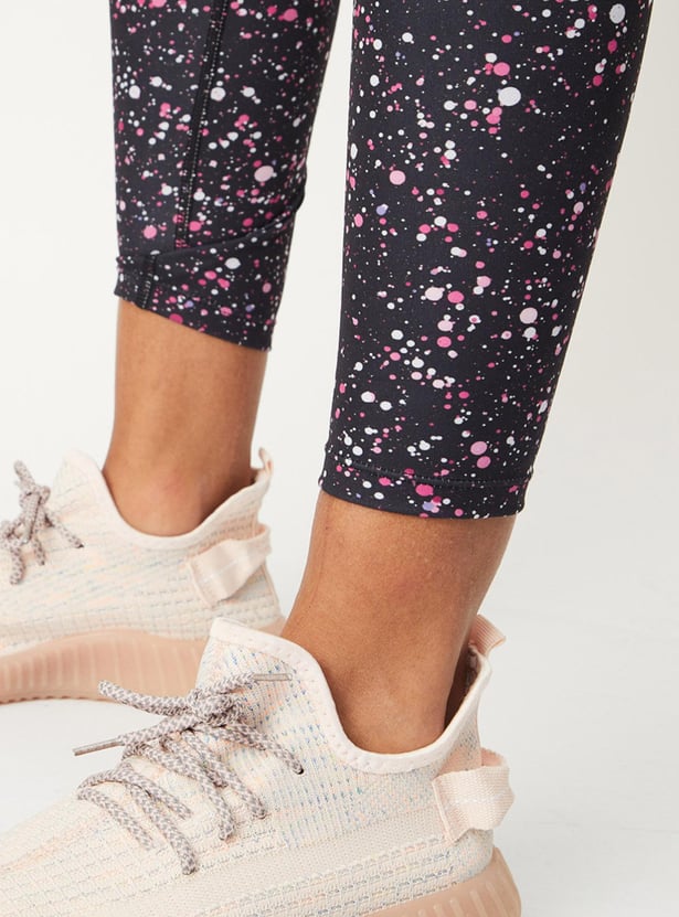 Women Printed Mid Peach Finished Tights