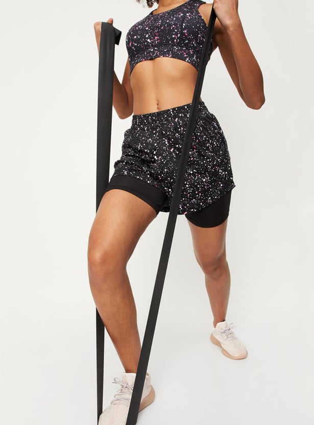 Women Printed Layered Sports Shorts