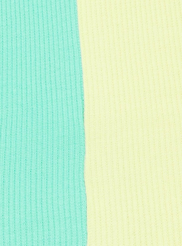 Women Colourblock Ribbed Crop Top