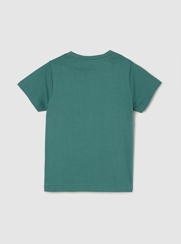 Boys Pure Cotton Typographic Printed T-shirt