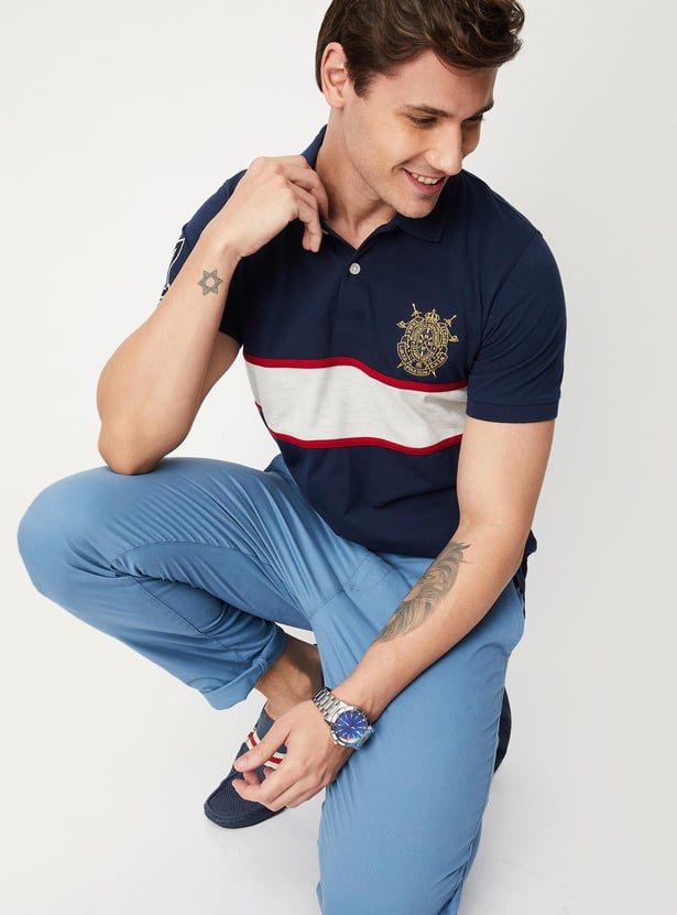 Men Colourblock Slim Fit Polo