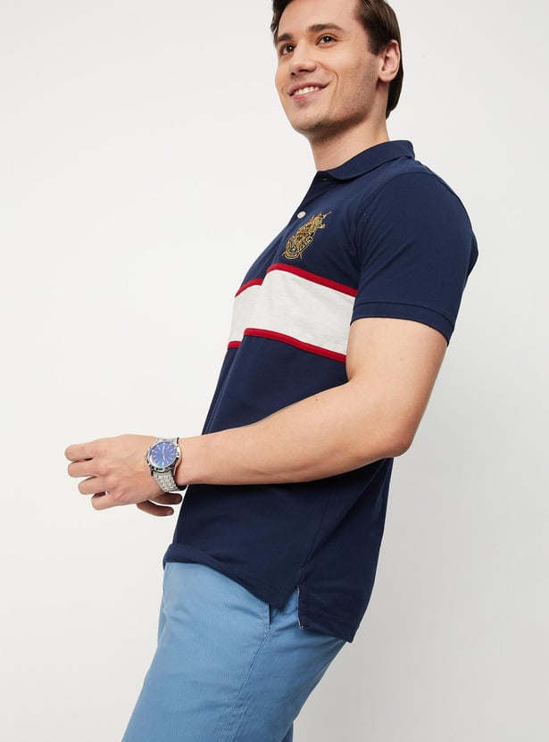 Men Colourblock Slim Fit Polo