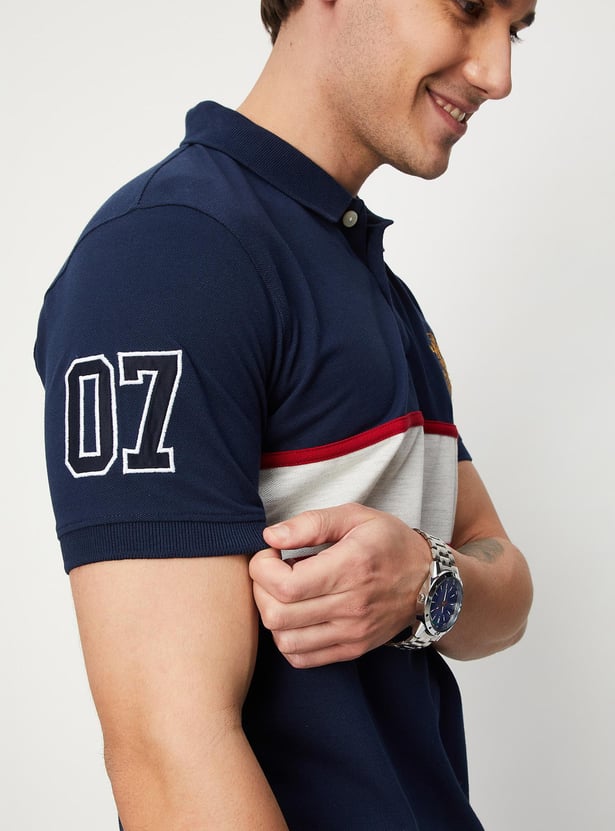 Men Colourblock Slim Fit Polo