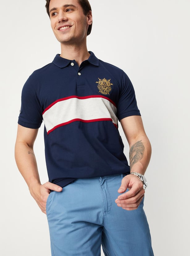 Men Colourblock Slim Fit Polo
