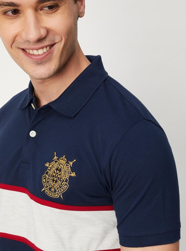 Men Colourblock Slim Fit Polo