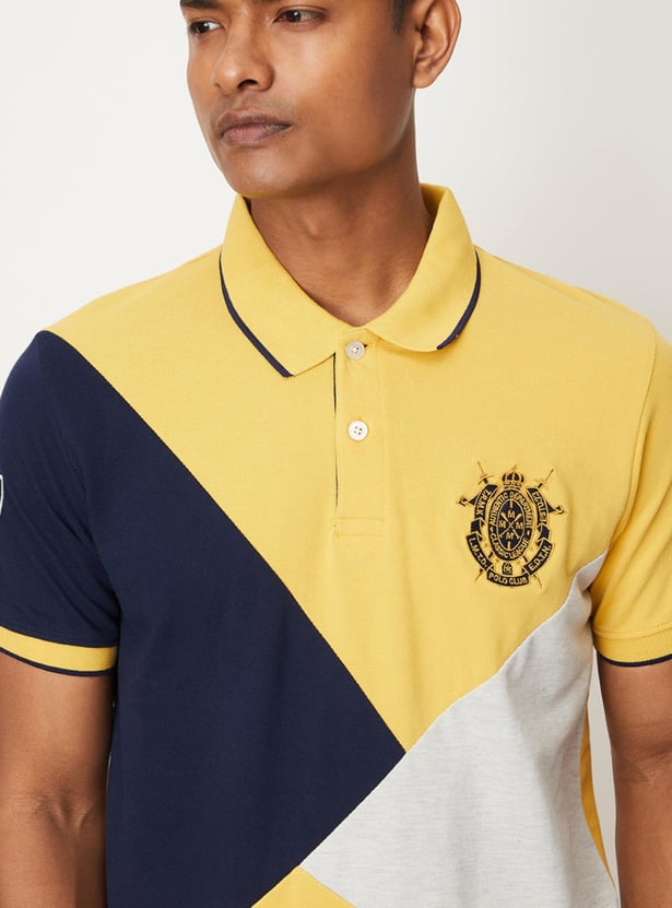 Men Colourblock Slim Fit Polo