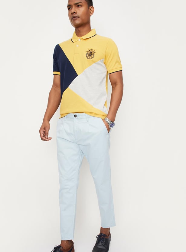 Men Colourblock Slim Fit Polo