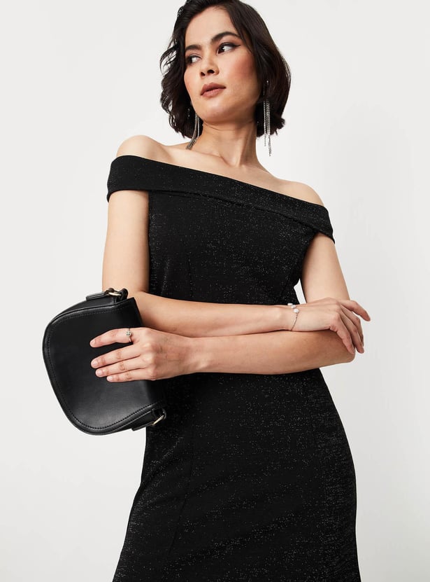 Women Shimmery Off-Shoulder Maxi Dress