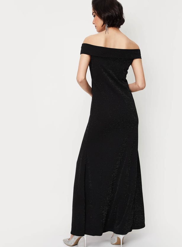 Women Shimmery Off-Shoulder Maxi Dress