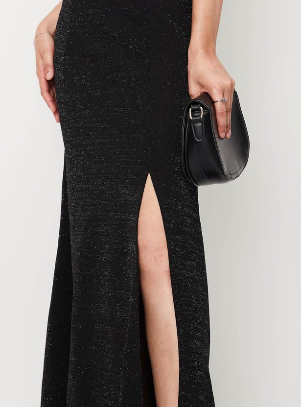 Women Shimmery Off-Shoulder Maxi Dress