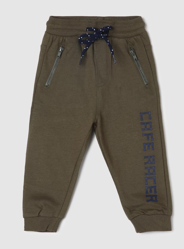 Boys Printed Joggers with Zip Pockets