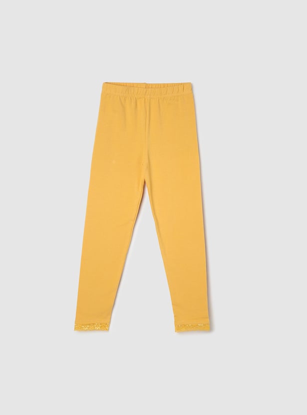 Girls Solid Full-Length Leggings