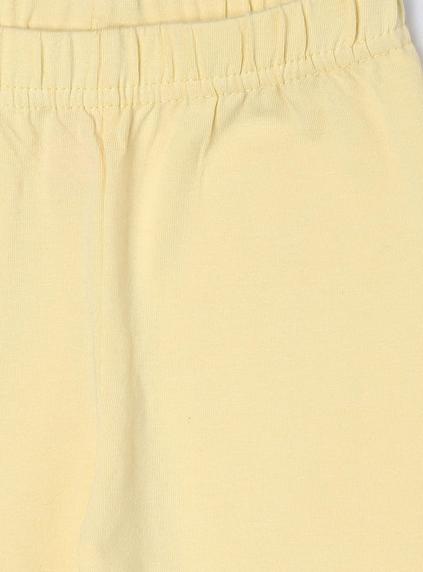 Girls Solid Bow-Detailed Leggings