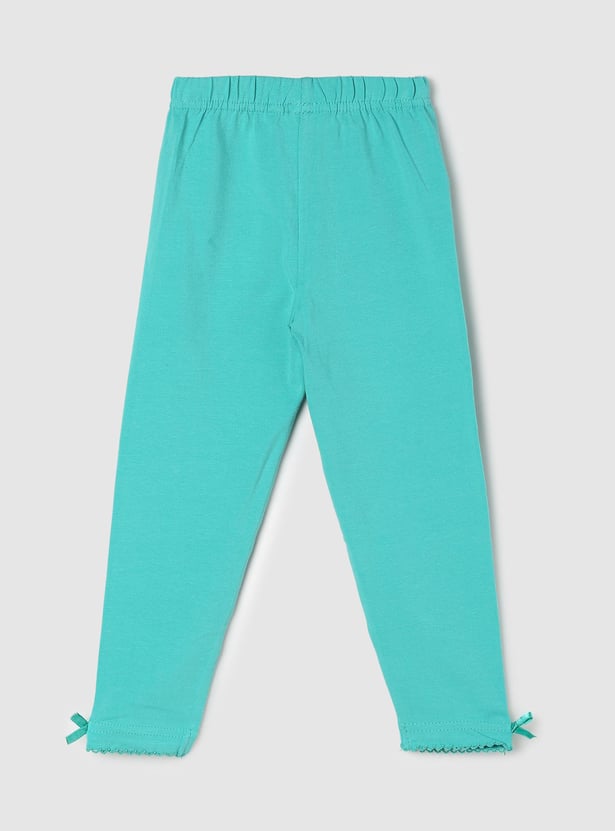 Girls Solid Bow Detailed Leggings