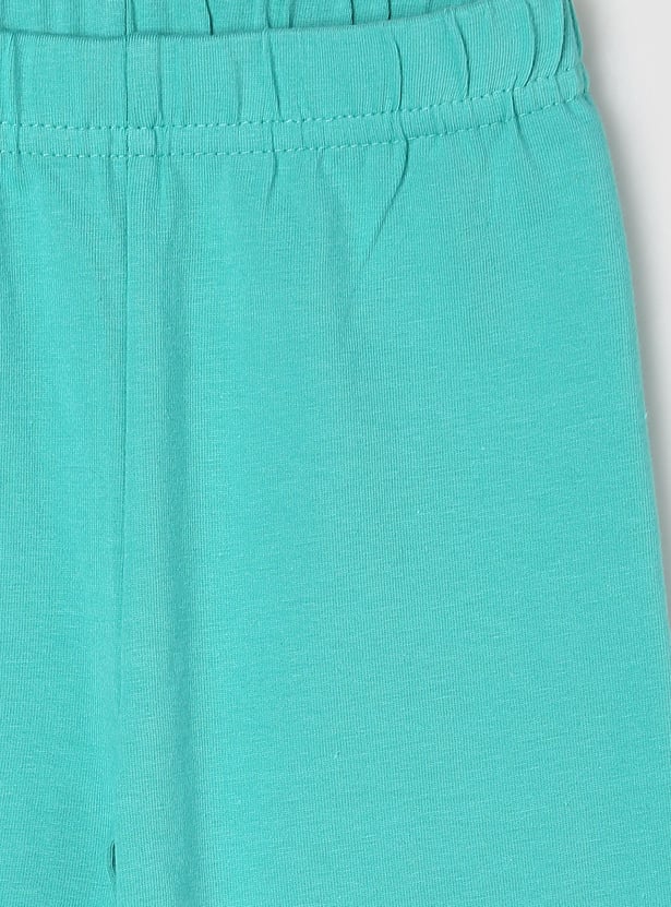 Girls Solid Bow Detailed Leggings