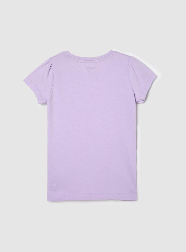 Girls Pure Cotton Graphic Printed Knit T-shirt
