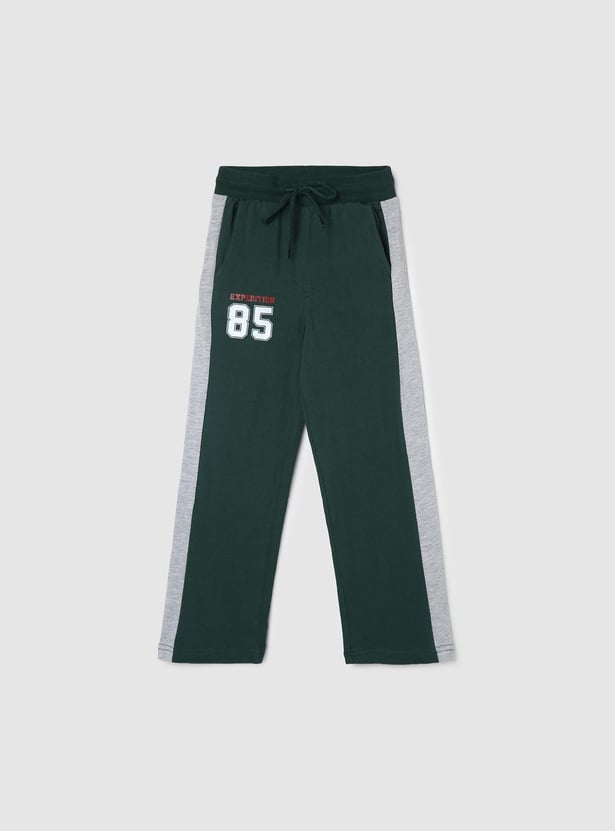 Boys Striped Full-Length Track Pants
