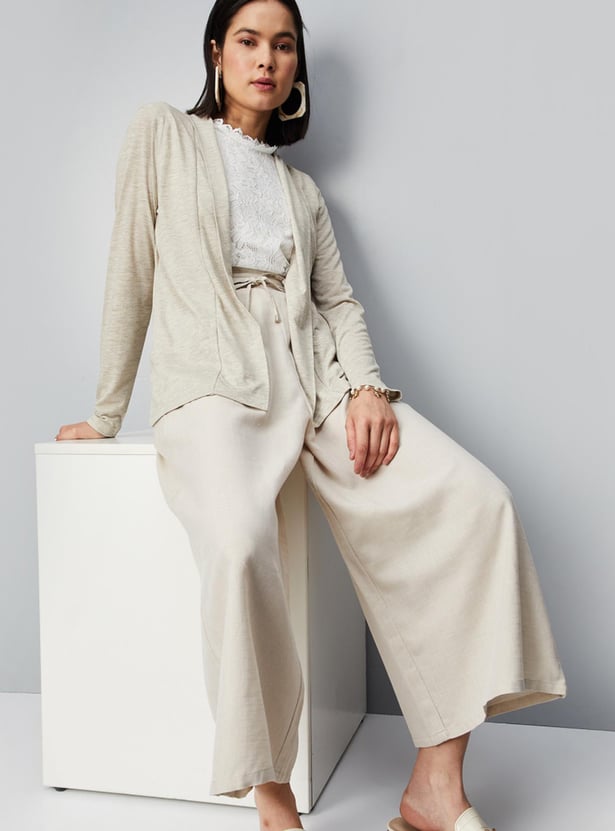 Women Heathered Knit Shrug with Pockets