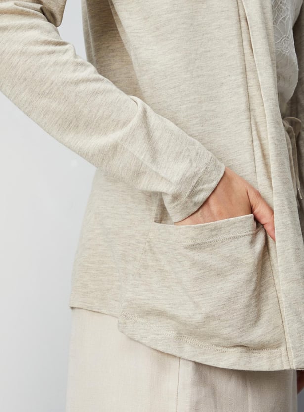 Women Heathered Knit Shrug with Pockets