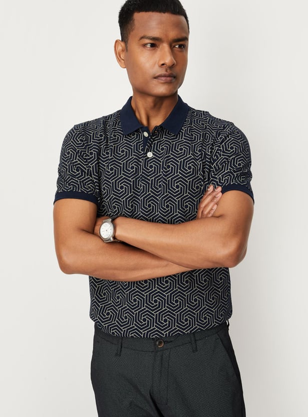 Men Printed Slim Fit Polo