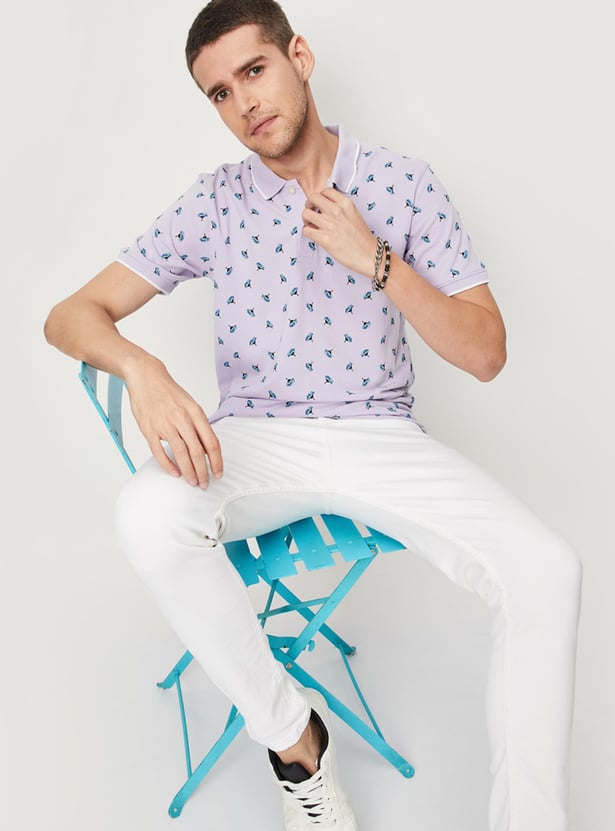 Men Printed Slim Fit Polo