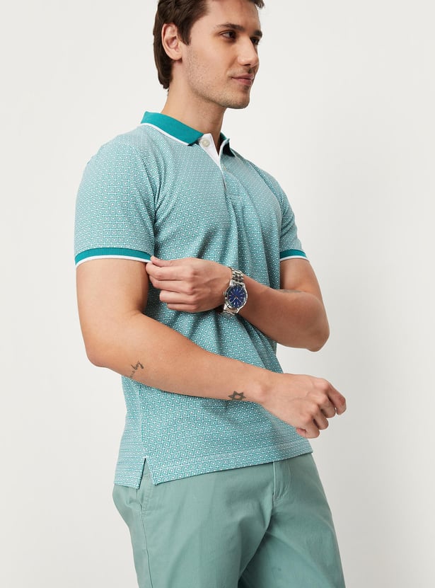 Men Printed Slim Fit Polo