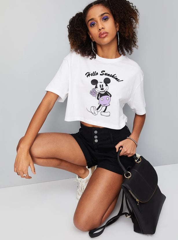 Women Disney Printed Crop T-shirt