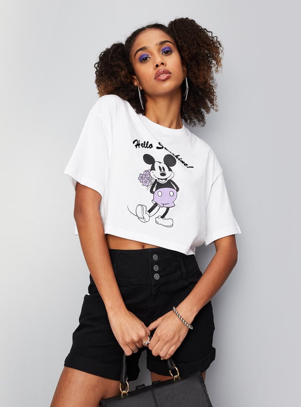 Women Disney Printed Crop T-shirt