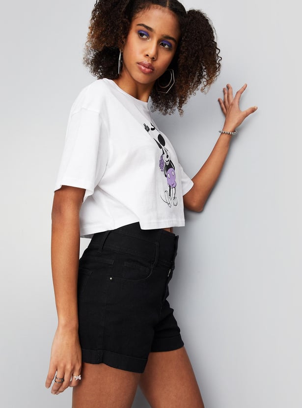 Women Disney Printed Crop T-shirt