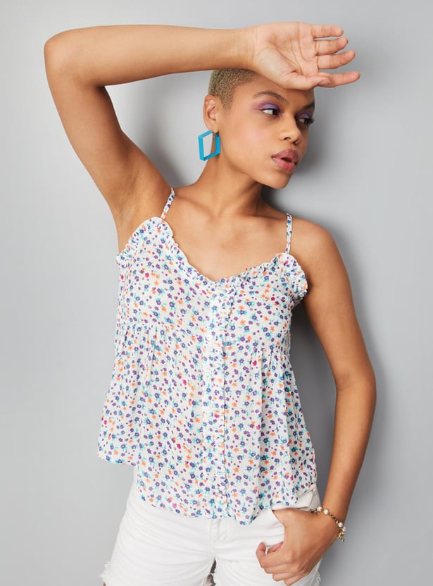 Women Printed Strappy Casual Top