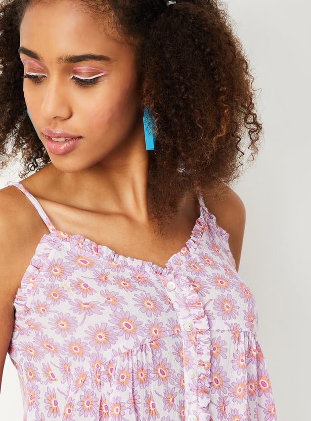 Women Frilly Button-Down Casual Top