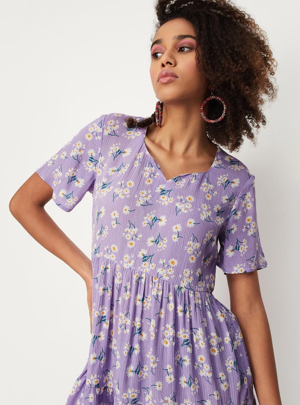 Women Floral Printed Mini Dress