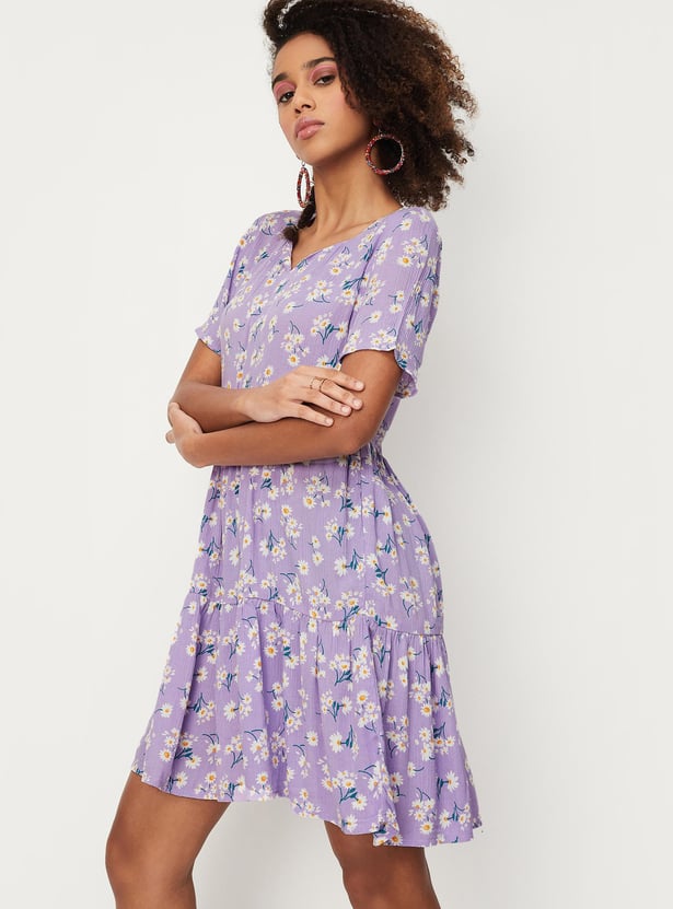 Women Floral Printed Mini Dress