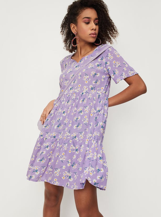 Women Floral Printed Mini Dress