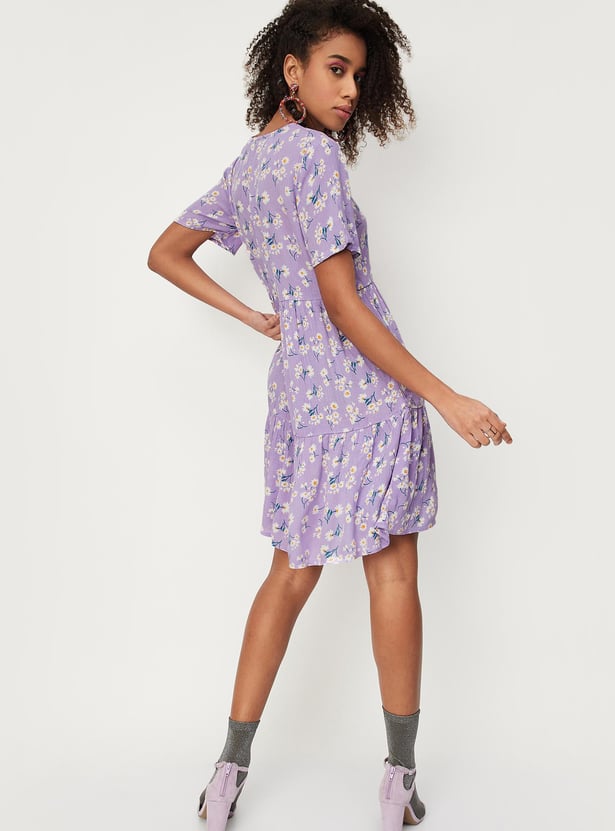 Women Floral Printed Mini Dress
