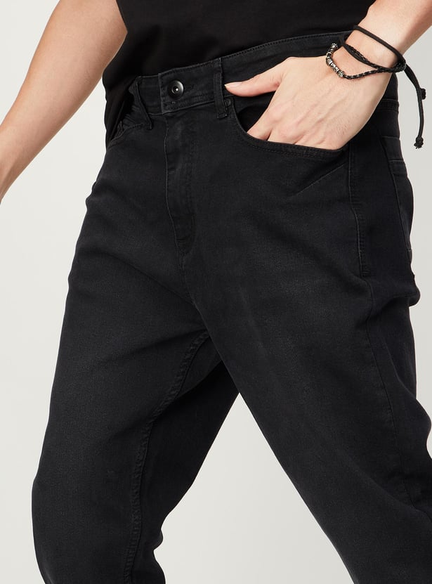 Men Solid Carrot Fit Jeans