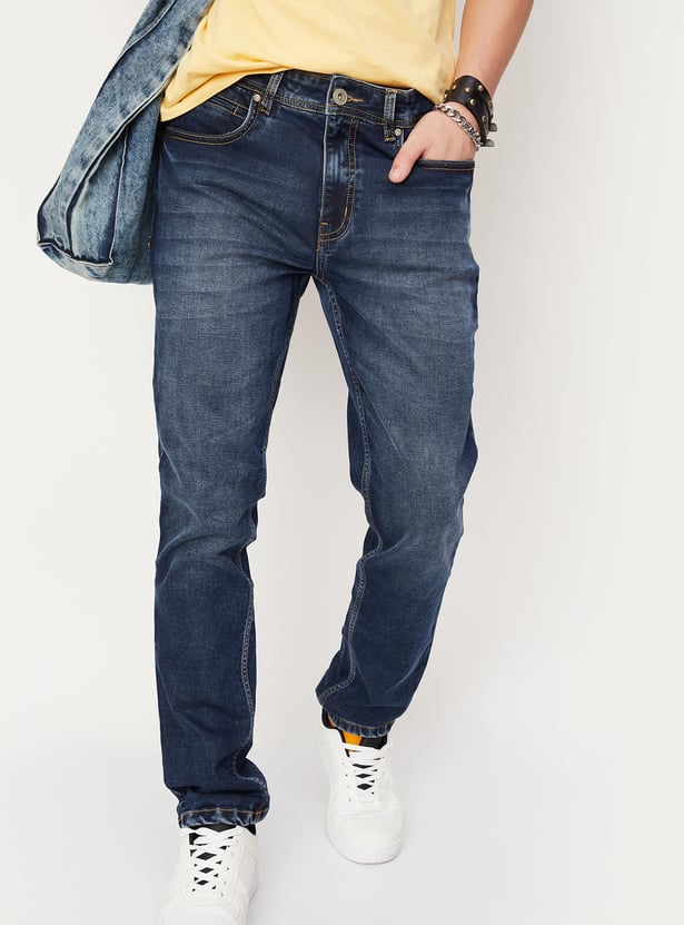 Men Washed Slim Fit Jeans