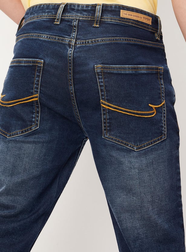 Men Washed Slim Fit Jeans