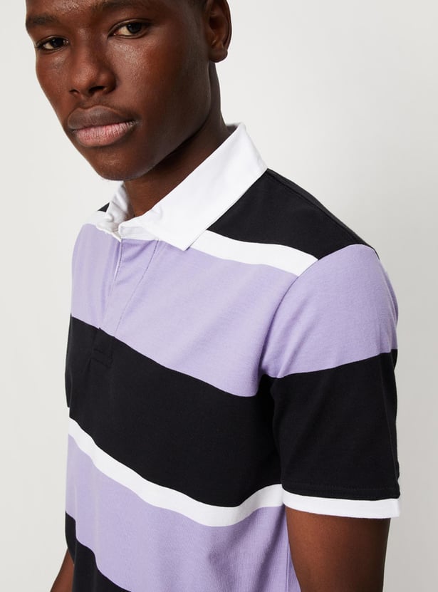 Men Striped Slim Fit Polo