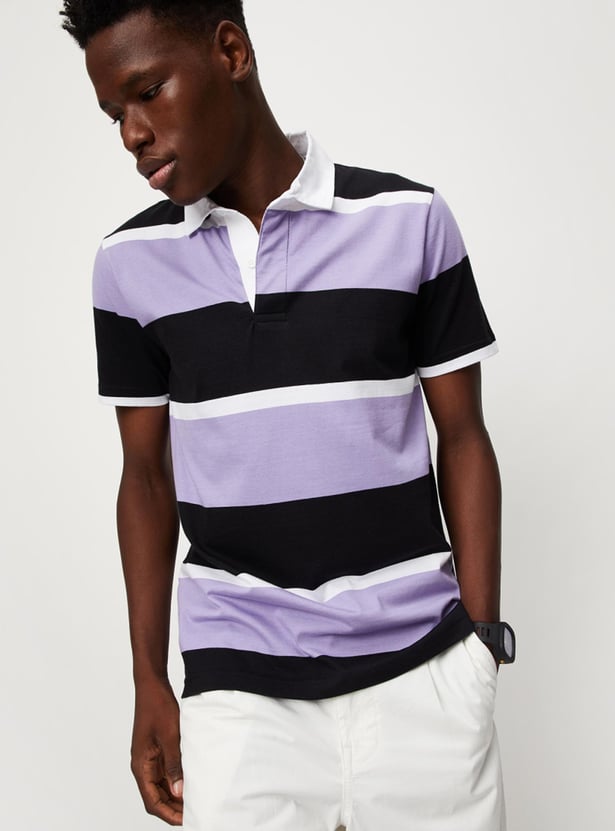 Men Striped Slim Fit Polo